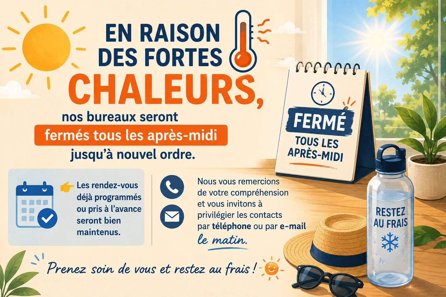 Fermeture exceptionnelle l'après-midi